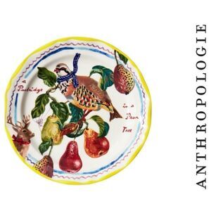 Anthropologie Nathalie Lete Dessert Plate A Partridge in a Pear Tree NEW